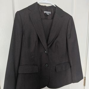 Ann Taylor Brown Pinstripe Pantsuit, 12P/10P